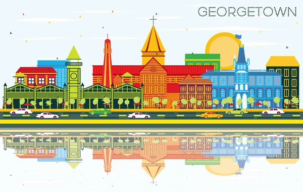 Georgetown City Skyline con edifici a colori, Blue Sky e Refle — Vettoriale Stock