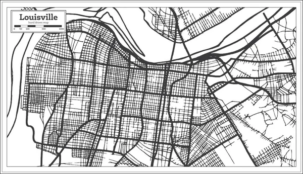 Louisville Kentucky USA City Map in Retro Style (em inglês). Mapa do esboço . — Vetor de Stock