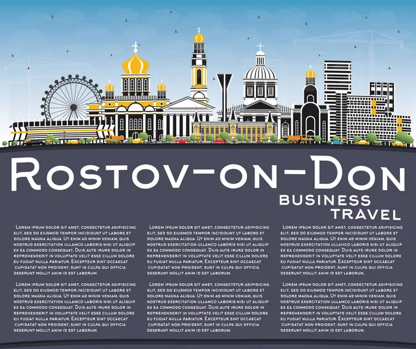 Rostov-on-Don Rusia City Skyline con edificios de color, cielo azul — Vector de stock
