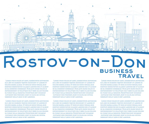 Outline Rostov-on-Don Russia City Skyline con edifici blu e — Vettoriale Stock