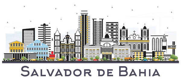 Salvador de Bahia City Skyline con edifici a colori isolati su — Vettoriale Stock