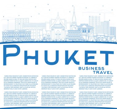 Mavi binalar ve polis ile anahat Phuket Tayland şehir manzarası