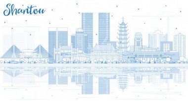 Anahat Shantou Çin şehir manzarası ile mavi binalar ve tepki