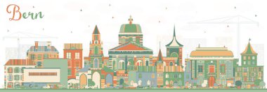 Bern manzarası renkli binalar. 