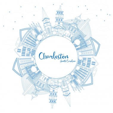 Mavi Buildin ile anahat Charleston Güney Carolina şehir manzarası