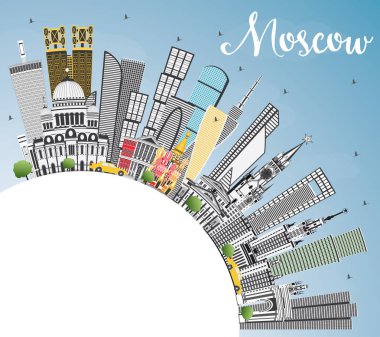 Moskova Rusya manzarası gri binalar, mavi gökyüzü ve kopya Spa