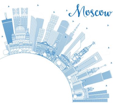 Anahat Moskova Rusya manzarası ile mavi binalar ve kopya alanı