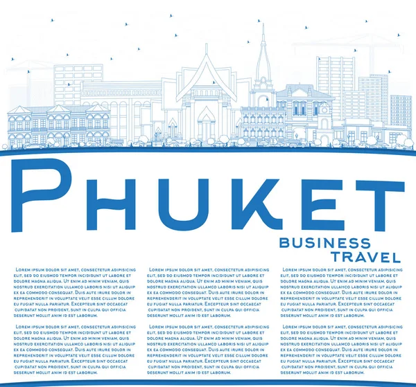 Osnovy Phuket Thajsko Panorama s modré budovy a Cop — Stockový vektor