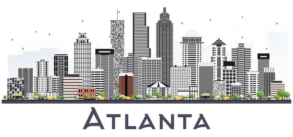 Skyline van Atlanta Georgia Usa met grijs gebouwen geïsoleerd op — Stockvector