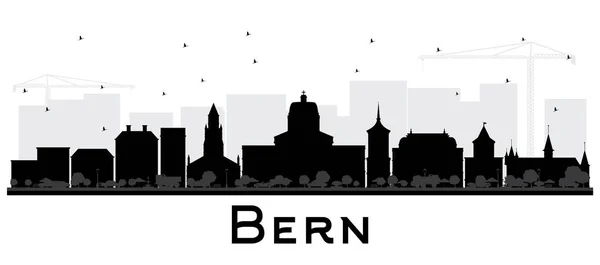 Berna Svizzera Città Skyline con edifici neri isolato su W — Vettoriale Stock