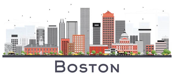 Bostoni Massachusetts Skyline szürke és vörös épületek elkülönítése — Stock Vector