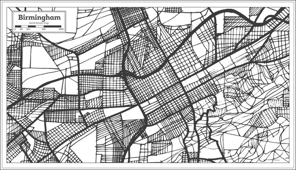 Birmingham Alabama USA City Map in Retro Style. Outline Map. — Stock Vector