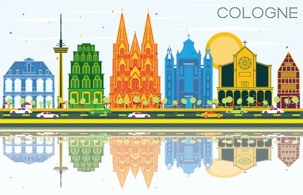 Cologne Germany City Skyline with Color Building, Blue Sky and — стоковый вектор