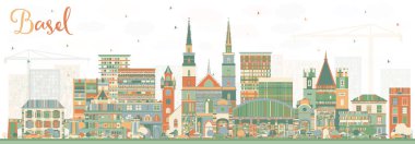 Basel İsviçre şehir manzarası ile renk binalar.