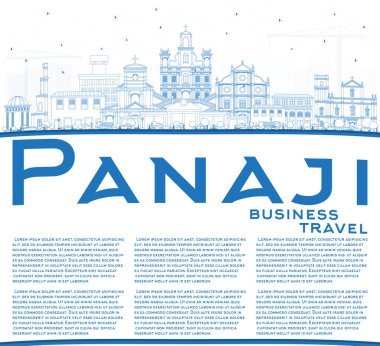 Anahat Panaji Hindistan şehir manzarası ile mavi binalar ve kopya S