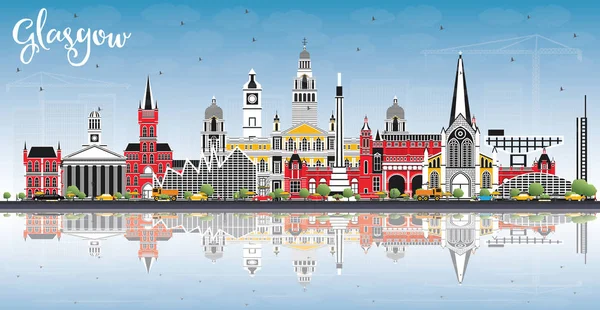 Glasgow Escocia City Skyline con edificios de color, Blue Sky y — Vector de stock