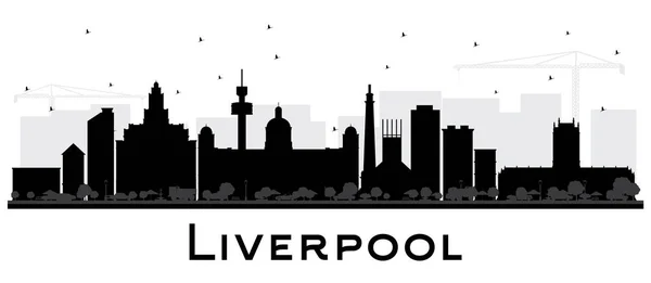 Liverpool City Skyline sylwetka z budynków czarno na białym — Wektor stockowy