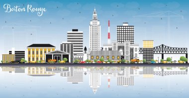 Baton Rouge Louisiana şehir manzarası renkli binalar, mavi Sk