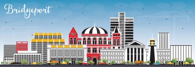 Bridgeport Connecticut şehir manzarası renkli binalar ve Blu