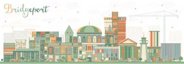 Bridgeport Connecticut şehir manzarası ile renk binalar.