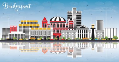 Bridgeport Connecticut şehir manzarası renkli binalar, mavi S