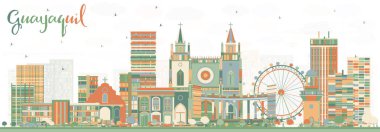 Guayaquil Ekvador şehir manzarası ile renk binalar.