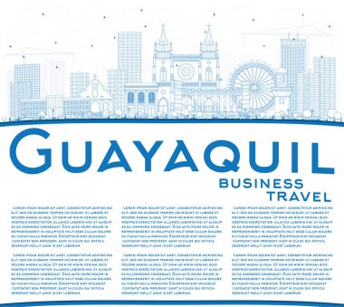 Mavi binalar ve C ile anahat Guayaquil Ekvador şehir manzarası