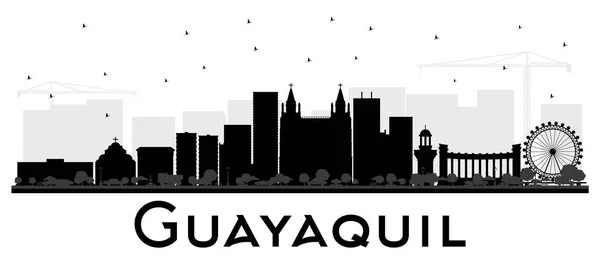 Guayaquil Ciudad de Ecuador Skyline con edificios negros aislados — Vector de stock