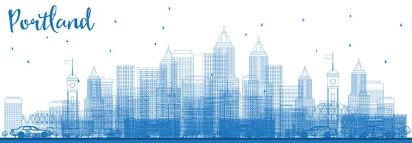 Esquema Portland USA Skyline con edificios azules . — Vector de stock