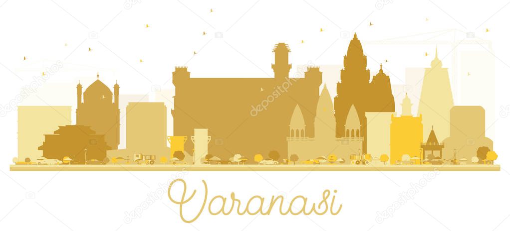 Varanasi City skyline Golden silhouette.