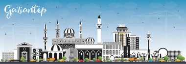 Gaziantep Türkiye Şehri Renkli Binalar ve Mavi Gökyüzü ile Gökyüzü.