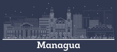 Özet Managua Nikaragua Şehri Beyaz Binalı Skyline. 