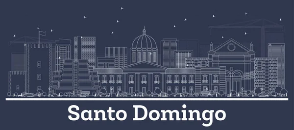 Contour Santo Domingo République dominicaine City Skyline avec blanc — Image vectorielle