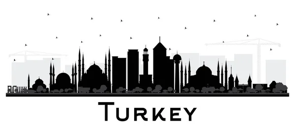 Turquía City Skyline silueta con edificios negros aislado en — Vector de stock