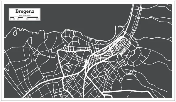 Bregenz Austria City Map em estilo retro. Mapa do esboço . —  Vetores de Stock