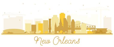 New Orleans Louisiana City Skyline Silueti Altın Buildi ile