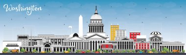 Washington DC Usa Şehri Gri Binalar ve Mavi Gökyüzü ile Skyline.