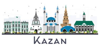 Kazan Rusya Şehri Beyaz Renk Binaları İzole Edilmiş Skyline