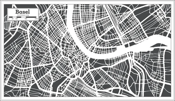 Basel Svájc város térképe Retro stílusban. Vázlattérkép. — Stock Vector