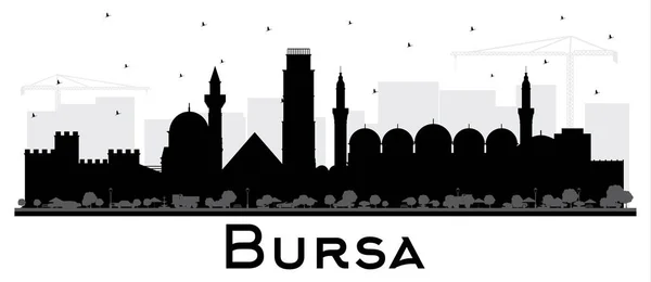 Силуэт Бурса Турция Skyline с черными зданиями Isolat — стоковый вектор