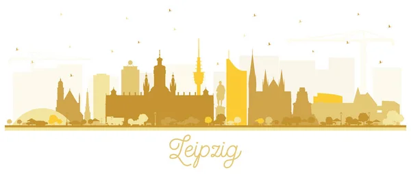 Leipzig Tyskland City Skyline Silhuett med gyllene byggnader är — Stock vektor