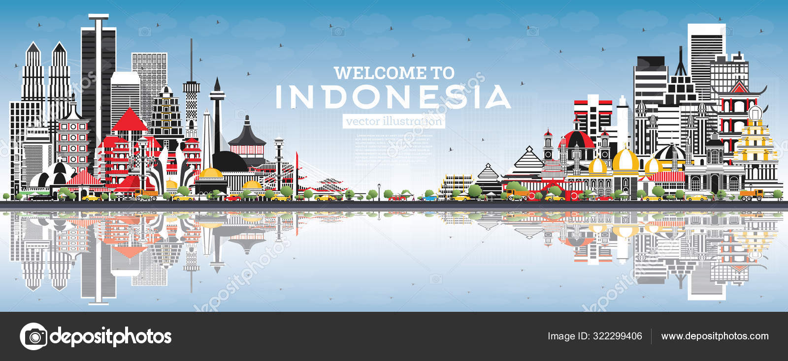 Welcome to Indonesia Skyline with Gray Buildings, Blue Sky and R ⬇