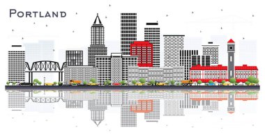 Gri Binalar ve Yansımalarla Portland Oregon Şehri Skyline
