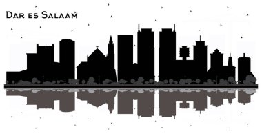 Dar Es Salaam Tanzanya Skyline Siyah ve Beyaz silueti R