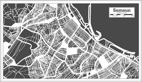 Samsun Turquia Mapa da cidade em estilo retro. Mapa do esboço . — Vetor de Stock