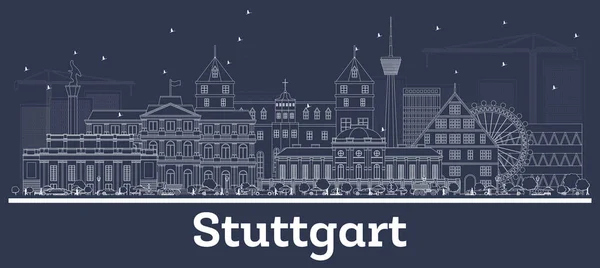 Stuttgart Alemanha Esboço Cidade de Belize Skyline com White Buildin —  Vetores de Stock