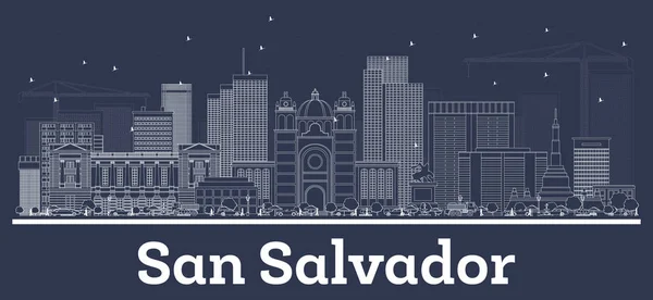 Outline San Salvador City Skyline with White Buildings. — Stock Vector