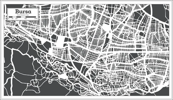 ブルサトルコ都市地図レトロスタイルで。概要図. — ストックベクタ
