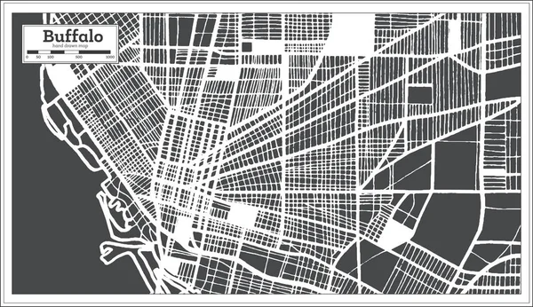 Buffalo USA City Map in Retro Style (em inglês). Mapa do esboço . — Vetor de Stock