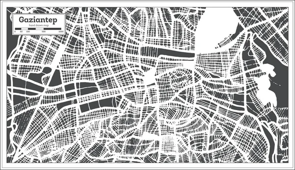 Mappa della città di Gaziantep Turkey in stile retrò. Mappa di contorno . — Vettoriale Stock